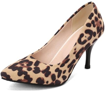 Generico Scarpe Donna Pumps Punta Affusolata Tacco Kitten Tomaia in Finta Pelle Scamosciata Opzioni Colore Solido e Stampa Leopardo Versatili Eleganti,Leopard Print 1,47 EU