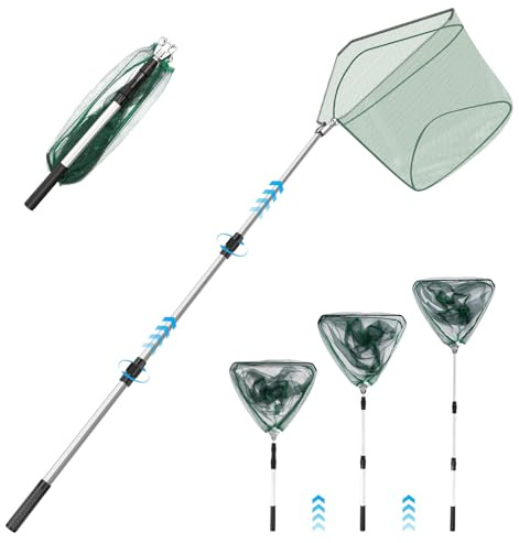 Telescopic Fishing Landing Net – 1.25M/1.5M Foldable & Extendable Aluminum Pole, Lightweight Portable Fish Catch and Release Net with Anti-Tangle Nylon Mesh Rubber Grip