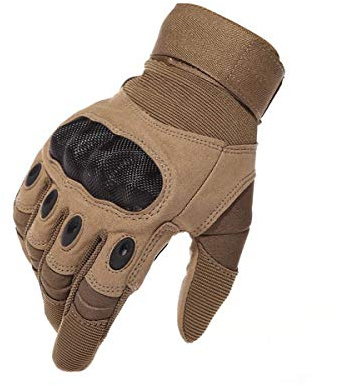 Gants Tactiques Plein-Doigt Hommes Mi-Saison Sport de Plein air pour Combat, Scooter, Militaire, Moto,Paintball, Cyclisme, Randonné, Airsoft, Camping, Chasse,Vélo (Brun Plein-Doigt, M)