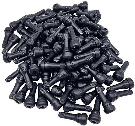 100x Gummiventile TR413 – Snap-In Reifenventile 43mm – Schwarz – 11,3mm Felgenloch – bis 4,5 Bar – inkl. Ventilkappen