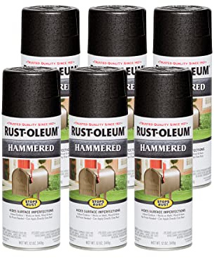 Rust-Oleum 7215830-6PK Stops Rust Hammered Spray Paint, 12 oz, Black, (Pack of 6)