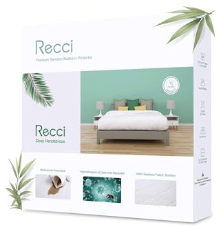 RECCI Protège Matelas 140 x 200 cm - 100% Fibre de Bambou, Ultra Doux, Hautement Respirant, Hypoallergénique, Silencieux, Drap Housse, Protège Matelas Imperméable, Couvre Matelas 140 x 200