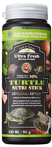 Ultra Fresh - Turtle Nutri Stick, Wild Sword Prawn, Calcium & Vitamin D Enriched Aquatic Turtle Food with Probiotics for Picky Turtles, Made from All Natural Ingredients 3.35 oz