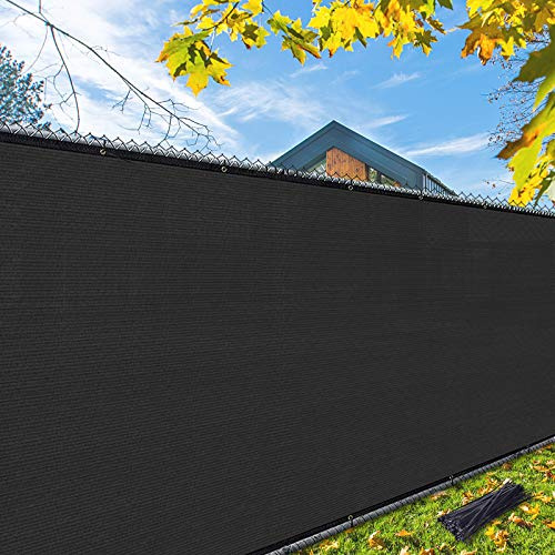 i COVER 4x25ft Privacy Screen Fence, Outdoor Fencing Panels, Garden Windscreen Mesh Shade Sail Net Barrier, Include Reinforced Bindings and Brass Grommets Cable Zip Ties, Black