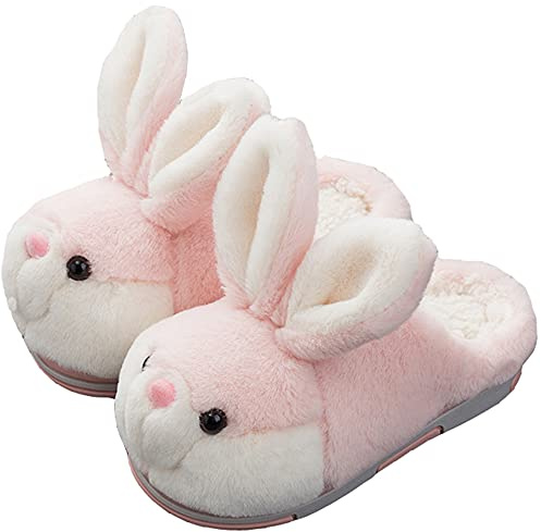 LANFIRE Rabbit cotton shoes Bunny slippers home slippers Warm plush slippers animal slippers shoes for women