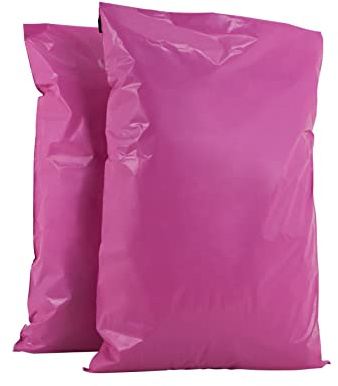 AKAR 17 x 22 Inch Mailing Bags – Strong Polythene Posting Mail Bags with Aluminium Adhesive Strip – 60 Microns – Easy Seal – X-Large 43 x 56cm – For Non-Fragile Items (Pink, 25 Pack)