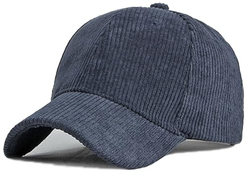 Casquette de baseball unisexe en velours côtelé vintage, couleur unie, réglable, pour voyage en plein air, Bleu marine, Taille unique