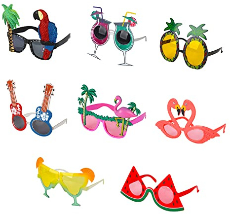 Gukasxi 8 Pairs Beach Party Glasses Novelty Party Sunglasses Funny Hawaiian Glasses Tropical Party Sunglasses Luau Party Sunglasses Tropical Fancy Dress Favors for Kids Adults Luau Party Supplies