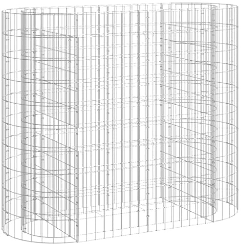 vidaXL Gabion Raised Bed, Proof and Weather- Galvanized Iron, Oval Shape, Ideal for Garden and Patio, 47.2x19.7x39.4, Stones Not Included, Assembly Required, Silver.