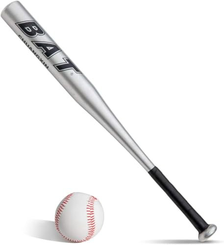 Battes de Baseball 25 Pouce Aluminium Argent Antidérapante Baseball Métal Adulte Pro Léger pour Exercice Joueurs Jeu Homme Femme 63.5cm de Longueur Solide à la Mode