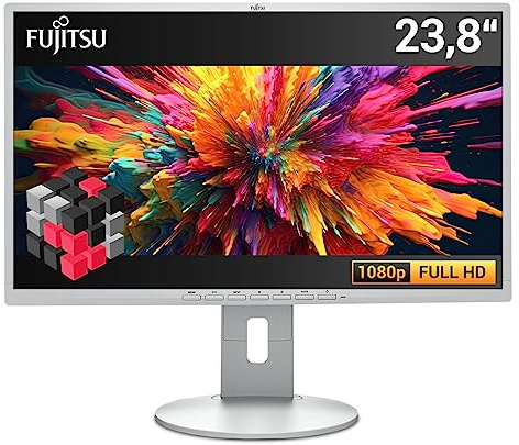 Fujitsu Monitor 24 Zoll, Full HD Bildschirm 16:9 (5ms, 1000:1, 250cd/m², 1920 x 1080, interne Lautsprecher, DisplayPort & VGA & DVI) (Generalüberholt)