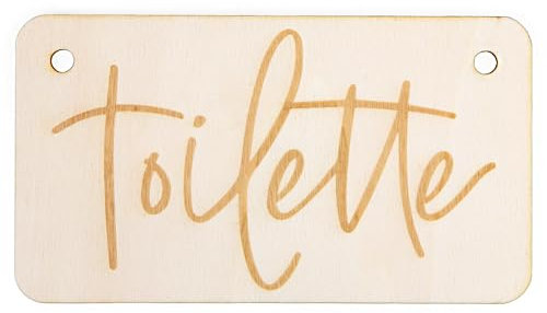 Logbuch-Verlag Plaque de porte, en bois naturel, avec gravure neutre, pour toilettes personnelles, toilettes d'invités, 14 x 8 cm