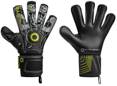 Elite Sport Elite VIBORA Protection Junior Goalkeeper Gloves | Thibaut Courtois Kids Soccer Gloves, 5, Black