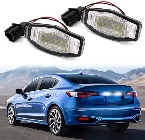 2 Pcs LED License Plate Light Lamp Tag Lights Compatible with Honda MDX TSX TL ILX RDX RL Accord Odyssey Civic Sedan Pilot Rear Tag Lights, Powered by 18-SMD 6000K White
