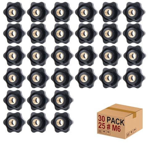 Star Grip Mutter Star Nuts 12 stycken Invändig gänga Klämknopp Greppmuttrar Räfflad mutter Spännmutter genom hål Star Head för för verktygsmaskin, maskin(6 x 25 mm)