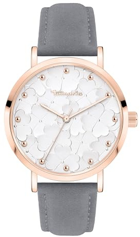 Tamaris Damenuhr - Armbanduhr für Damen analog 38mm, mit Meshband oder Lederband und Blumenmotiv, 3 ATM Wasserdicht