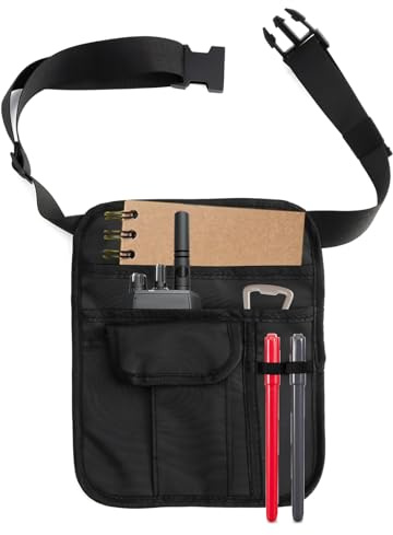 Roucerlin Black Server Pouch for Waitress, Adjustable Serving Waiter Apron with Pockets & Buckle, Restaurant Waist Money Apron Bag Belt Pouch for Waitstaff Hotels Bars