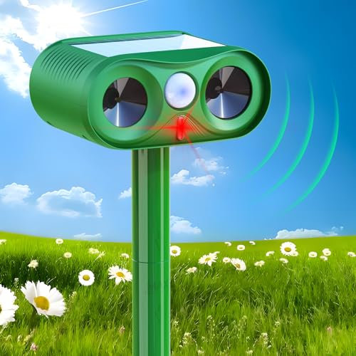 Katzenschreck Ultraschall 2025 Upgrade, Tiervertreiber Solar, PIR-Bewegungssensor, Katzenabwehr für Garten, Marderschreck für Katzen, Hunde, Vöel, Mäse, Marder