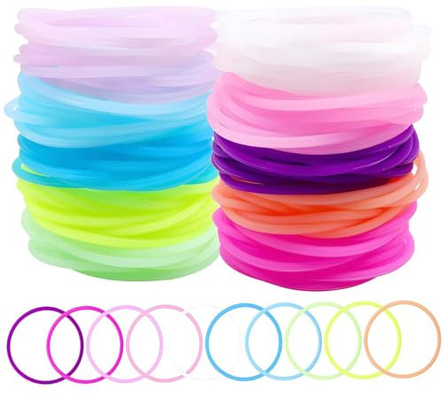 Silikonarmband, geléarmband, 120 st färgglada glöd armband, töjbart silikonarmband, 80-tals lyser i mörkret för neonfestgåvor