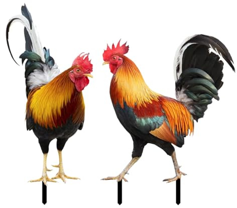 Genérico Estatuas De Gallos De Jardín, Decoración De Jardín De Gallinas De Metal, Adornos De Jardín De Gallinas De Metal, Figuras De Jardín para Exteriores