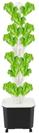 CuCummoo Kit de torre hidropónica de 10 pisos, 50 agujeros, torre hidropónica vertical, sistema de cultivo hidropónico para hierbas, frutas y verduras