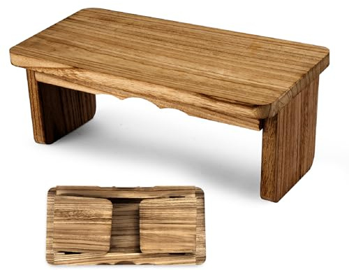 Elfzone Meditation Bench - Yoga Bench,Wooden Zen Meditation Stool Kneeling Bench for Mindfulness Practice Tea Ceremony and Relaxation Ergonomic Design for Comfort and Support Household，Dark Wood