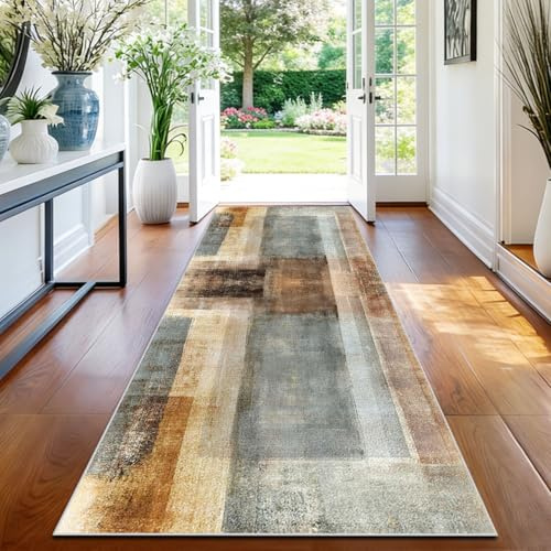 TFEHXYZU Teppich Läufer Flur Teppich Küche Waschbar Bunter Küchenteppich 90 x 250 cm Modern küchenläufer rutschfest Teppichläufer Teppich für Schlafzimmer, Küche, Wäscherei, Eingang