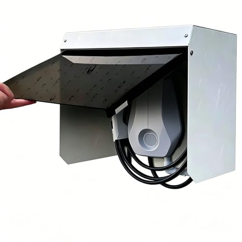 Copertura Wallbox Esterno con Aletta Magnetica, Scatola Protezione Metallo Robusto Impermeabile, Protezione dalle Intemperie per Stazione Ricarica EV, Tetto Antipioggia per colonnina di ricarica
