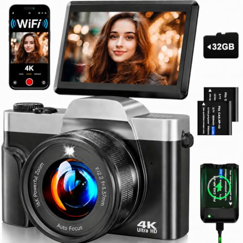 AUREAPIX Cámara Digital 4K WiFi, 64 MP, Enfoque Automático, Zoom 16X