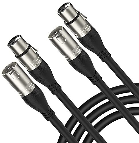 NUOSIYA XLR Kabel 1m 2Pack Mikrofonkabel, 3-Pin XLR Stecker auf Buchse Mikrofonkabel für Mikrofon, Verstärker, Mischpult, Lautsprecher
