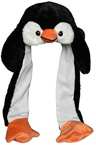 JOYHY Kids Adults Plush Hat Ear Moving Ear Flap Hat with Paw Penguin