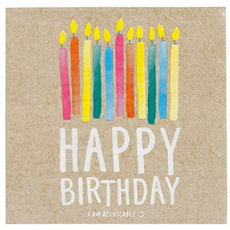 Talking Tables Birthday Party Paper Napkins 33 cm, 20 Stück, Kraft, Mittel, braun