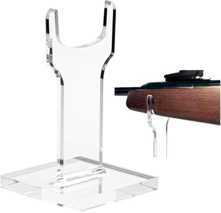 CLEARCO Rifle Stand, Single Clear Wide Top Gun display, individual units for displaying angled or straight collectible rifles & guns. Order TWO, one for each side, choosing from multiple sizes. (6