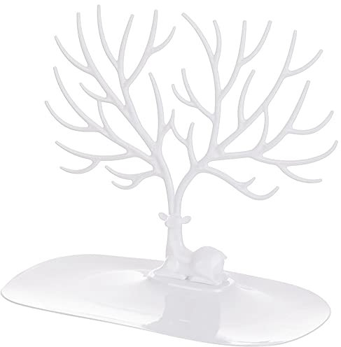 sinzau Jewelry deer Stand, Antler Decoration Jewelry Tree, for Necklaces, Bracelets, Rings, Earrings, White