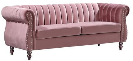 Venta-Unica - Sofá Chesterfield de 3 plazas de Terciopelo Rojo Viejo Trumbo