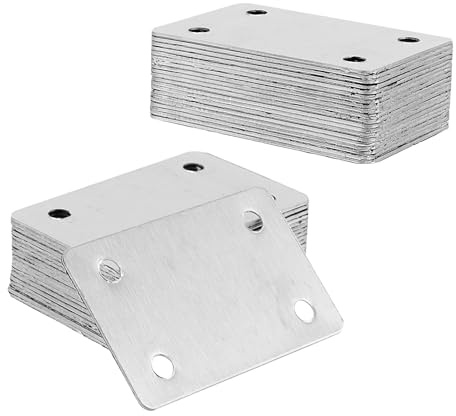 SINJEUN 30 Stück Edelstahl Flachverbinder Lochplatte mit Schrauben Verbindungsplatte Flachverbinder für Reparatur Befestigung Holz, Möbel, 68 x 38 mm, Silber