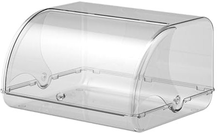 Folpus Bread Organizer Bread Box with Roll up Lid Acrylic Coffee Shop for Kitchen Counter Portable Large Capacity Bread Keeper, clear white