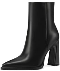 QUEEN HELENA Tronchetti a Punta Chiusa Stivaletti con Tacco Alto Donna K3420 (Nero Pu, Sistema Taglie Calzature EU, Adulto, Donna, Numero, Media, 38)