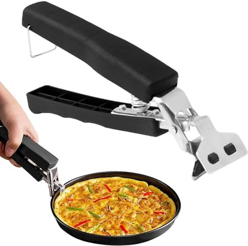 Pizzablechzange für Pizzableche,Pizzablechzange aus Edelstahl,Ofenzange mit Silikonschutz, Mikrowellen-greiferclip Irgendeine Zange Picker für Heiße Schalen, Teller oder Schüsseln