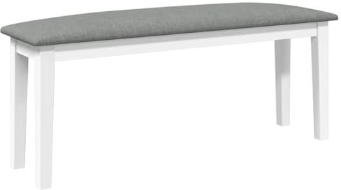 vidaXL Banco 110 cm Madera Maciza Caucho Blanco