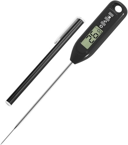 Instant Read Digital Food Thermometer for Meat Water BBQ Milk Coffee Sugar Jam Hot Beverage Accurate Magnetic Temperature long Probe with -50-300℃ ℉/℃ Button Tip Cover for Kitchen Air Fryers Cooking