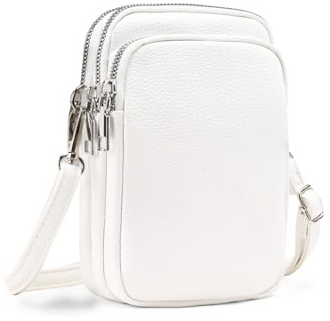 SCOFY FASHION Soft PU Leather Messenger Small Phone Crossbody Bags for Women Travel Work Purses and Handbags White
