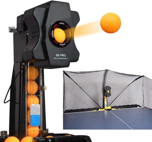 Zertylre Robot de tennis de table avec filet et neuf balles rotatives différentes, pour l'entraînement personnel, pas besoin de ramasser manuellement les balles