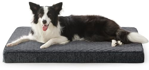 JOEJOY Panier Chien Grande Taille Orthopedique, Coussin Chien Lavable en Machine, Tissu Peluche Doux, Base antidérapante, Tapist Chien Matelas Lit Anti-Stress, 89x56x8.5cm, Gris