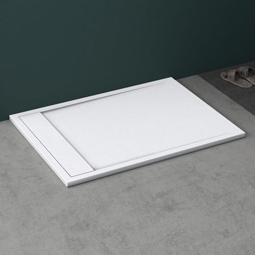 Mai & Mai Duschwanne 80x120x3cm Duschtasse aus Mineralguss Mineralgusswann Weiß Matt Rechteckig DIN-Anschlüsse Geoma10