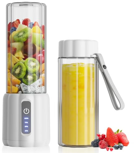 COKUNST Tragbarer Mini Mixer Smoothie Maker to go, Leistungsstarker 22000 U/min, 500 ml Smoothie Standmixer mit 6 Rostfreien Klingen, mit Reise-Deckel für Küche, Fitnessstudio, Büro