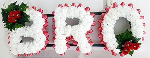 Bro Silk Artificial Funeral Flowers Name Tribute (Rich Red)