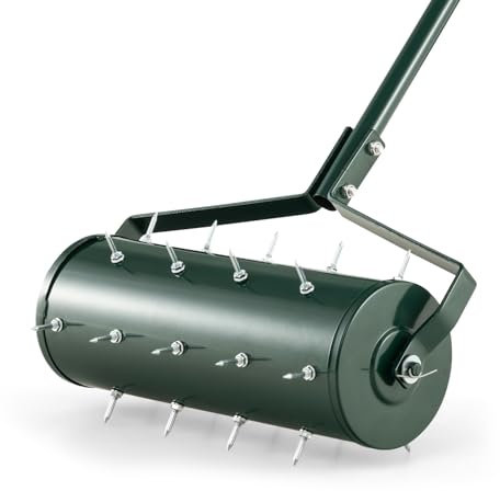 SOARS Rodillo aireador de césped, aireador de césped con clavos y mango de 3,5 cm, para el cuidado del césped (44 cm de ancho, 27 clavos)