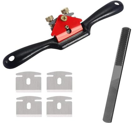 NIYATA 6 pialla in legno manuale professionale, strumento regolabile per lavori del legno, con 4 lame di ricambio, con 4 in 1 lime per legno, adatto per scultori su legno, strumenti di scultura su