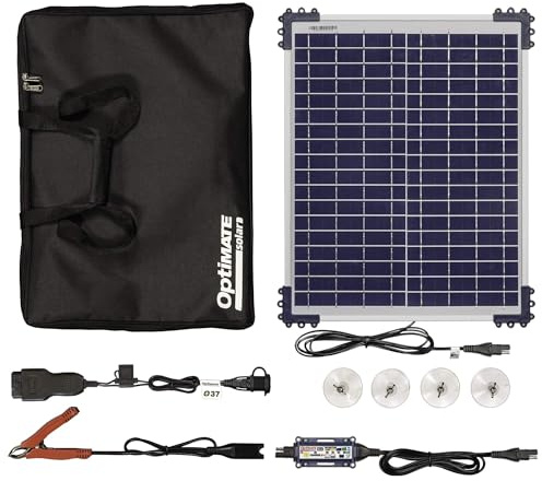 OptiMate Solar Duo Autokit 20W – Chargeur et Mainteneur de Batterie Intelligent 12V (OBDII) pour Voiture, Camping-Car, Moto, ATV & Jet-Ski